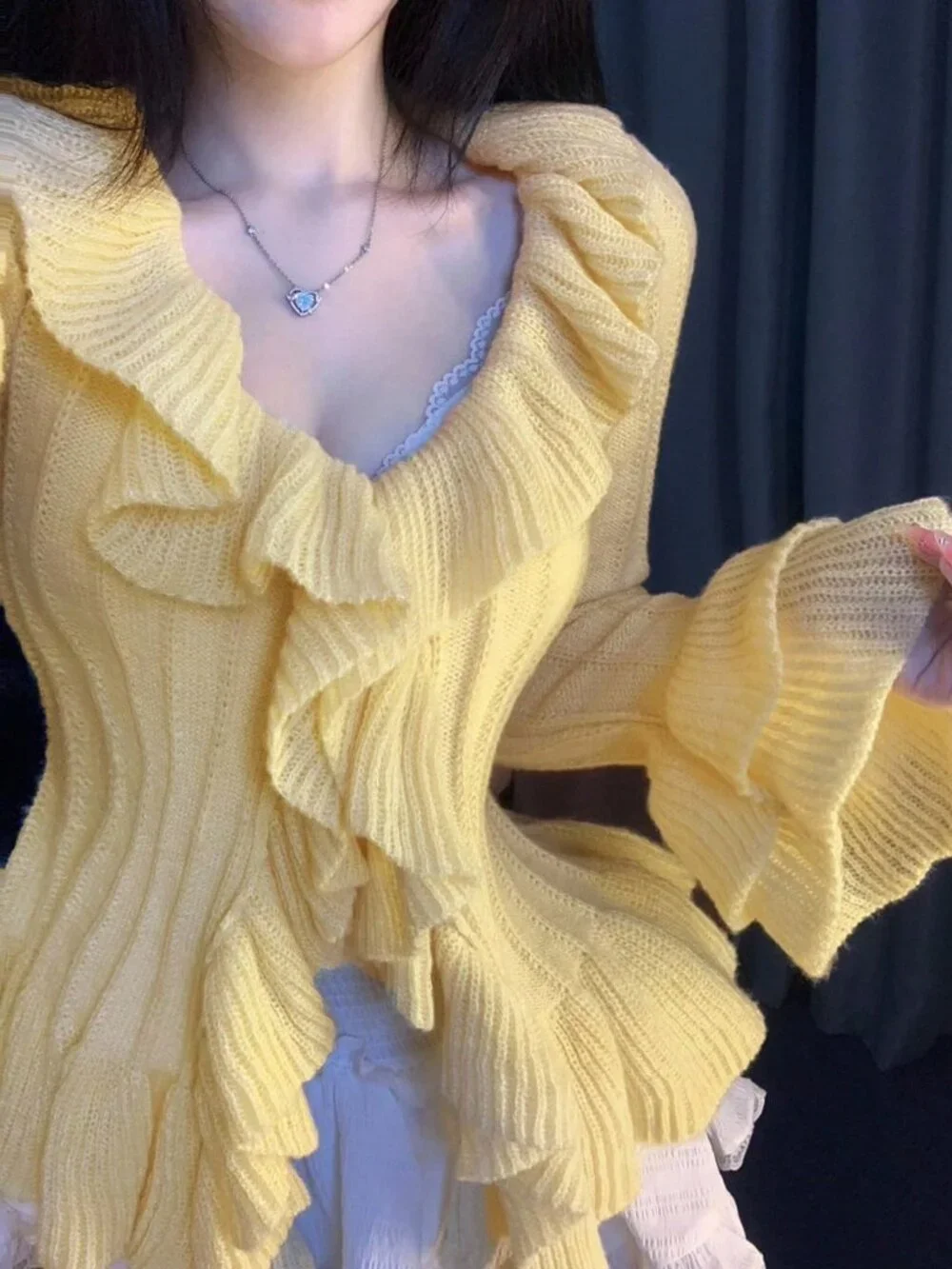 Yellow Casual Women's Knit Top
